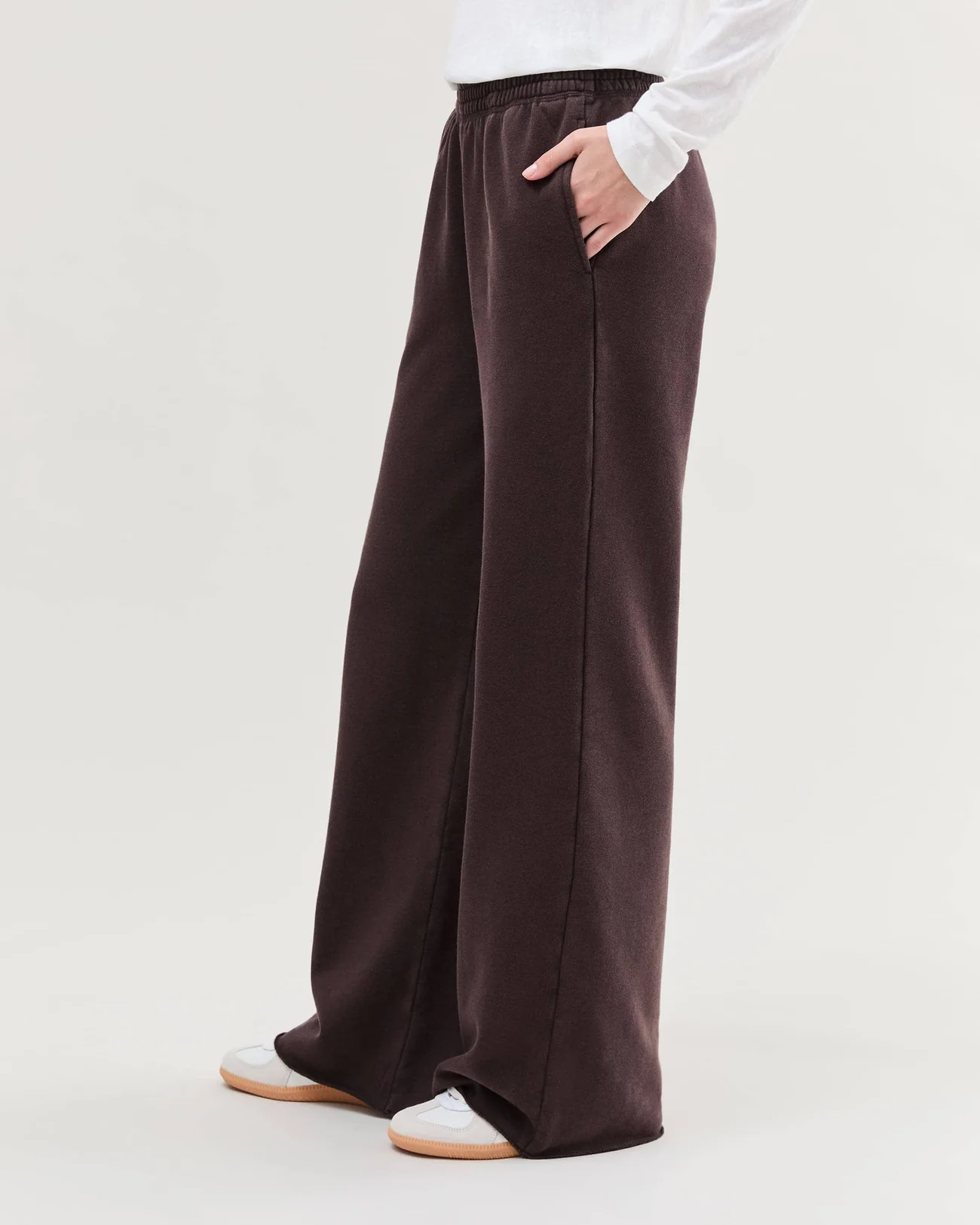 Richer Poorer Recycled Fleece Wide Leg Pant- Mineral Ganache