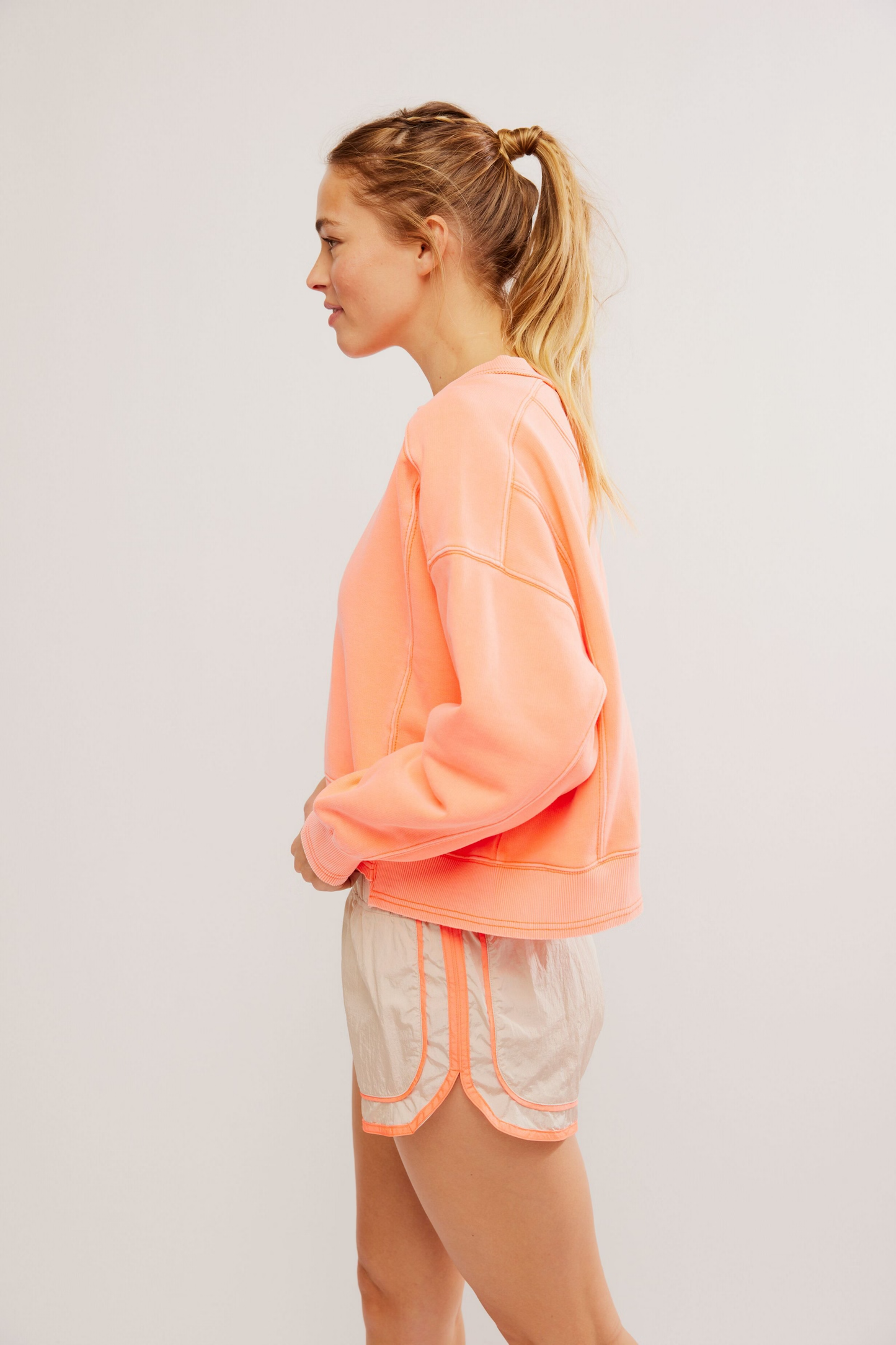 Free People Intercept Pullover- Neon Coral