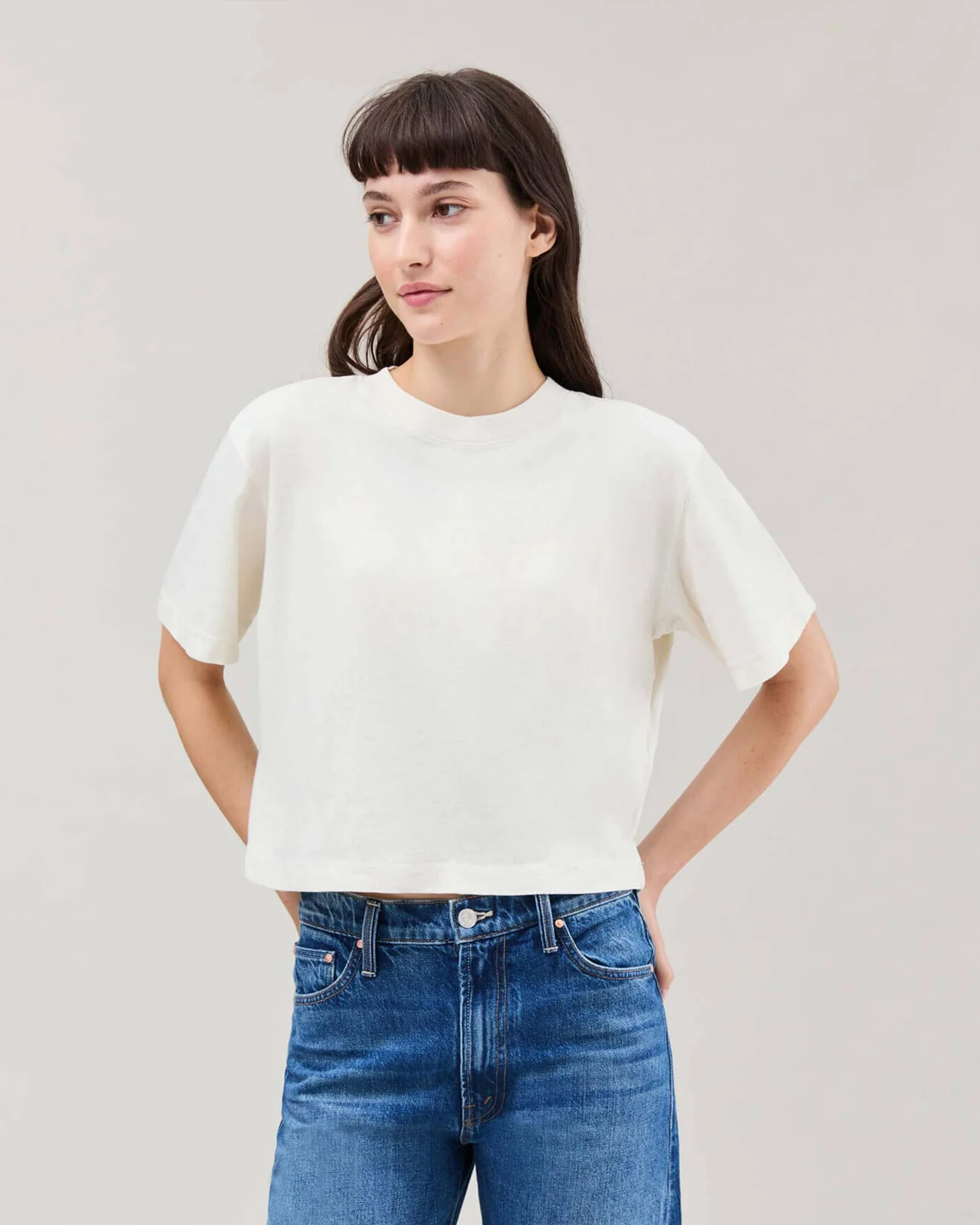 Richer Poorer Relaxed Crop Tee- Bone