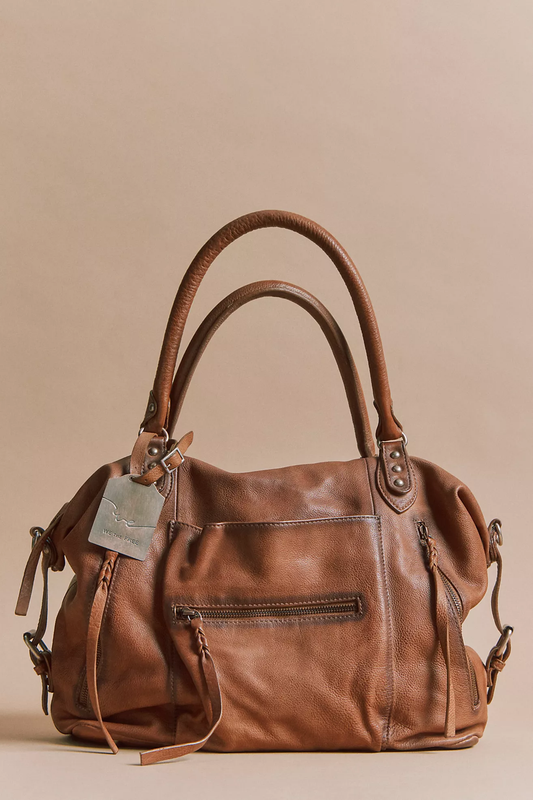 Free People Wee The Free Emerson Leather Tote Bag-Saddle