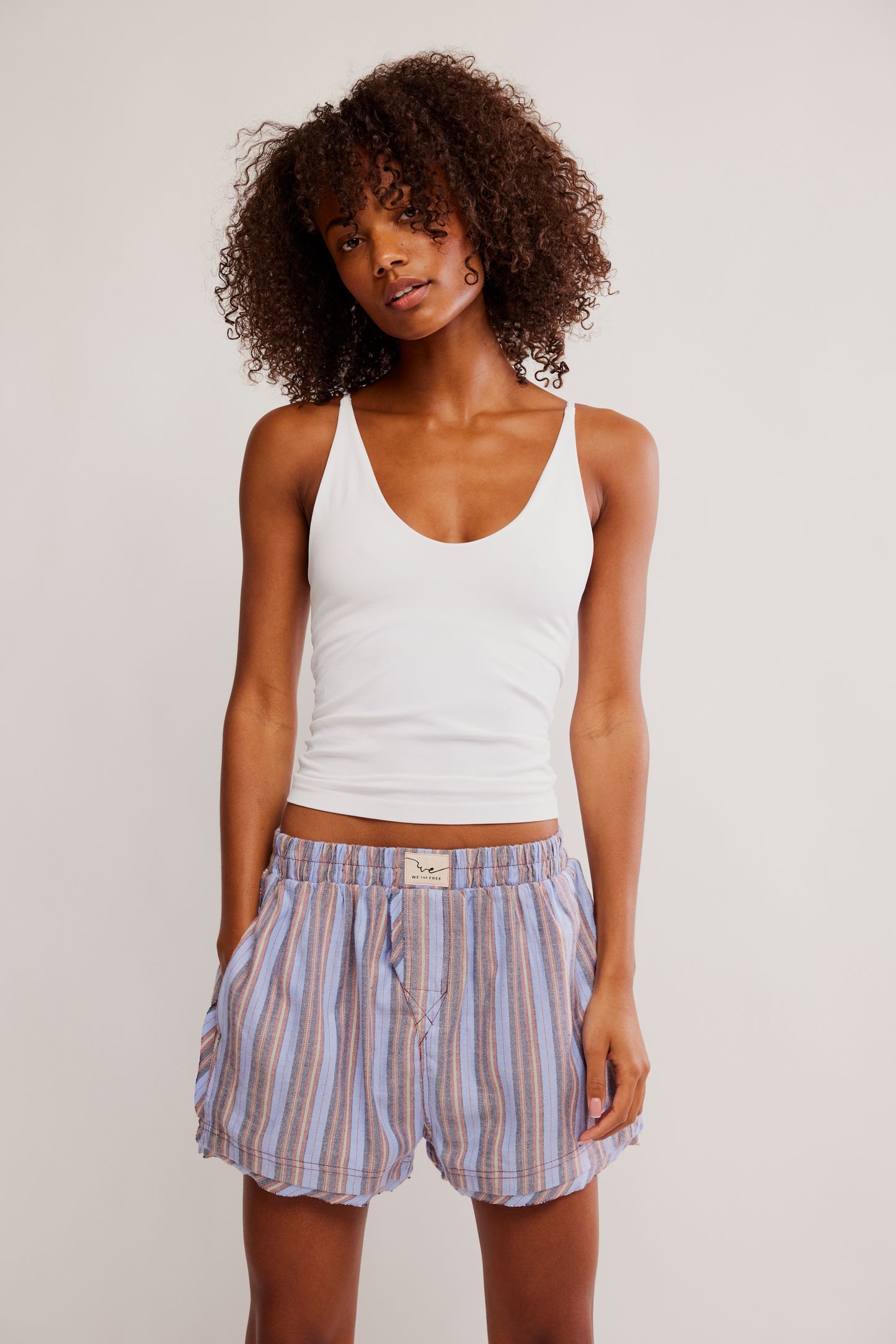 Free People Day to Day Flannel Boxer- Blue Combo