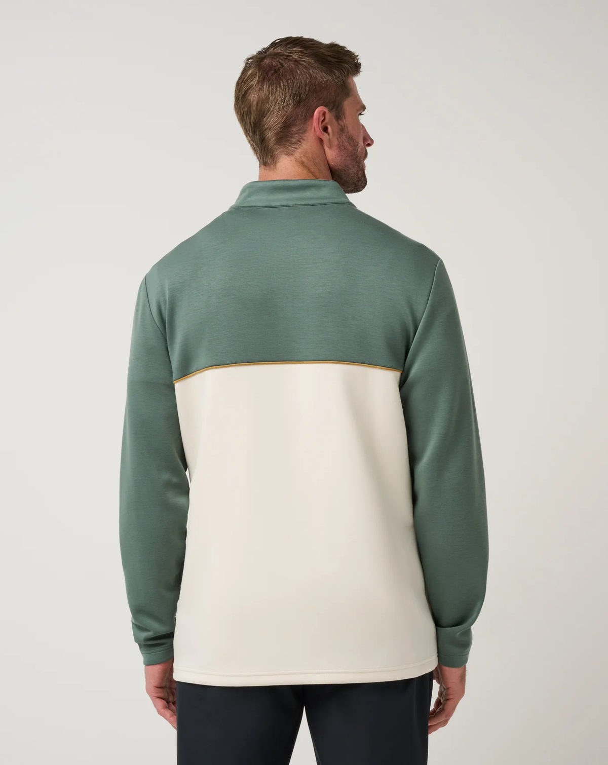 Travis Mathew Fibercloud Color Block Quarter Zip- Balsam Green