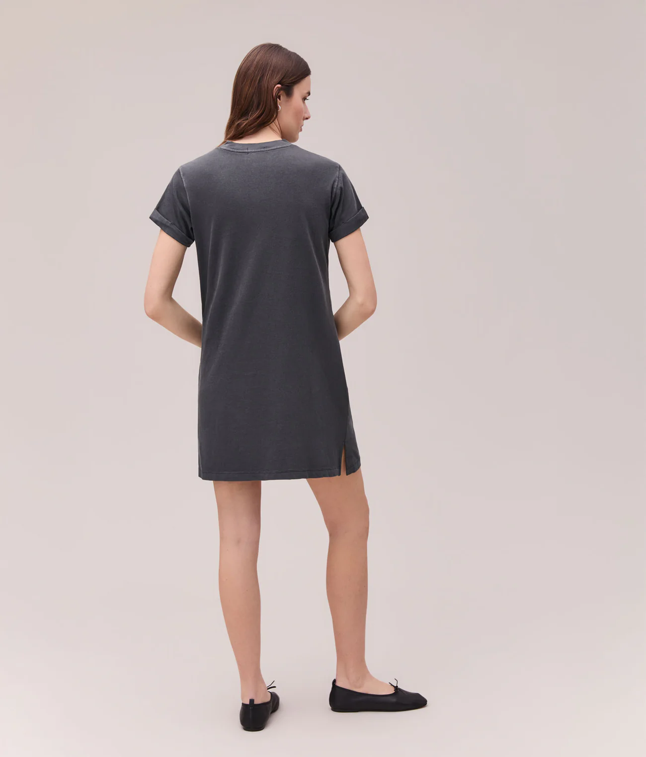 Richer Poorer Relaxed Tee Mini Dress- Stretch Limo