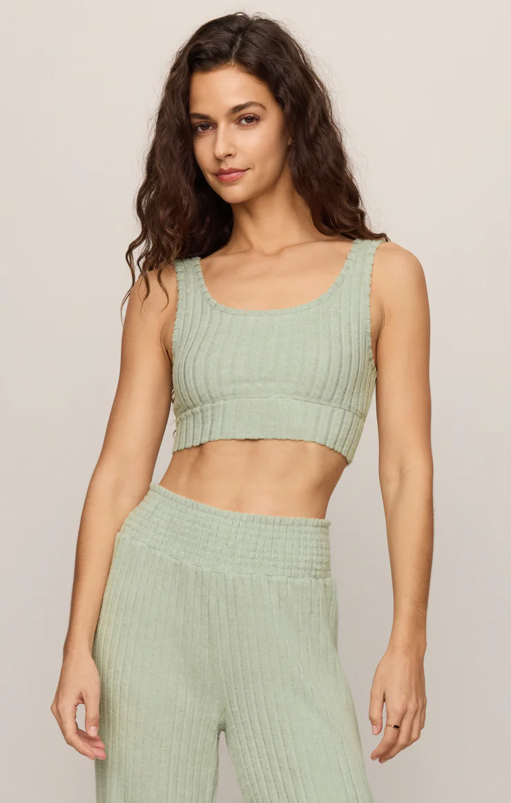 Z Supply Zoe Rib Bra Tank- Aqua Cloud