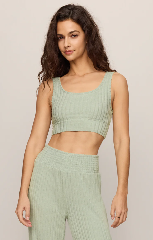 Z Supply Zoe Rib Bra Tank- Aqua Cloud