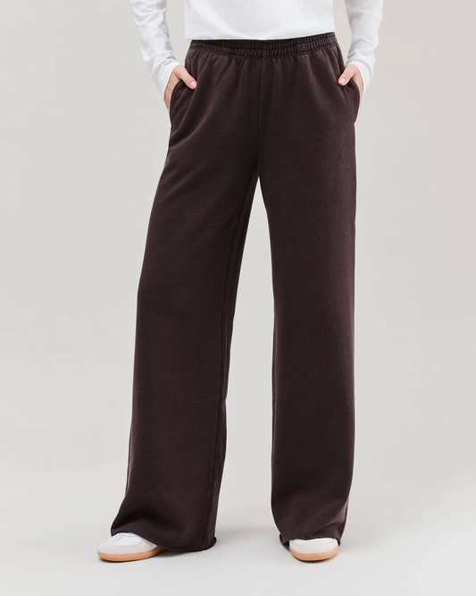 Richer Poorer Recycled Fleece Wide Leg Pant- Mineral Ganache