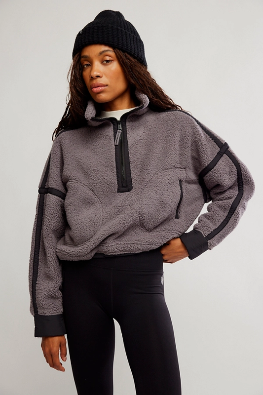 Free People Mountain High 1/2 Zip- Gunmetal Combo