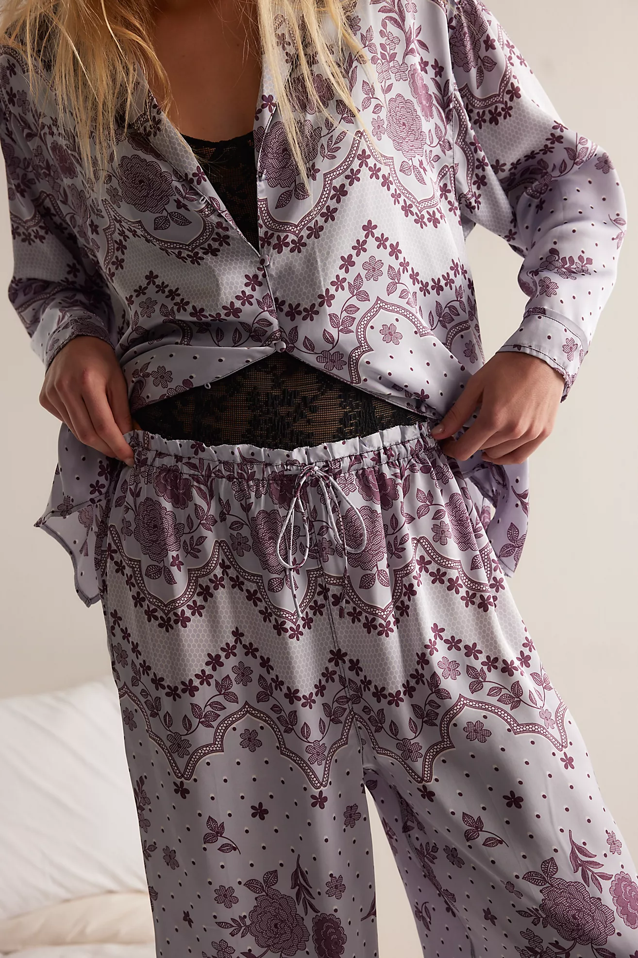 Free People Dreamy Days Solid PJ- Ice Combo