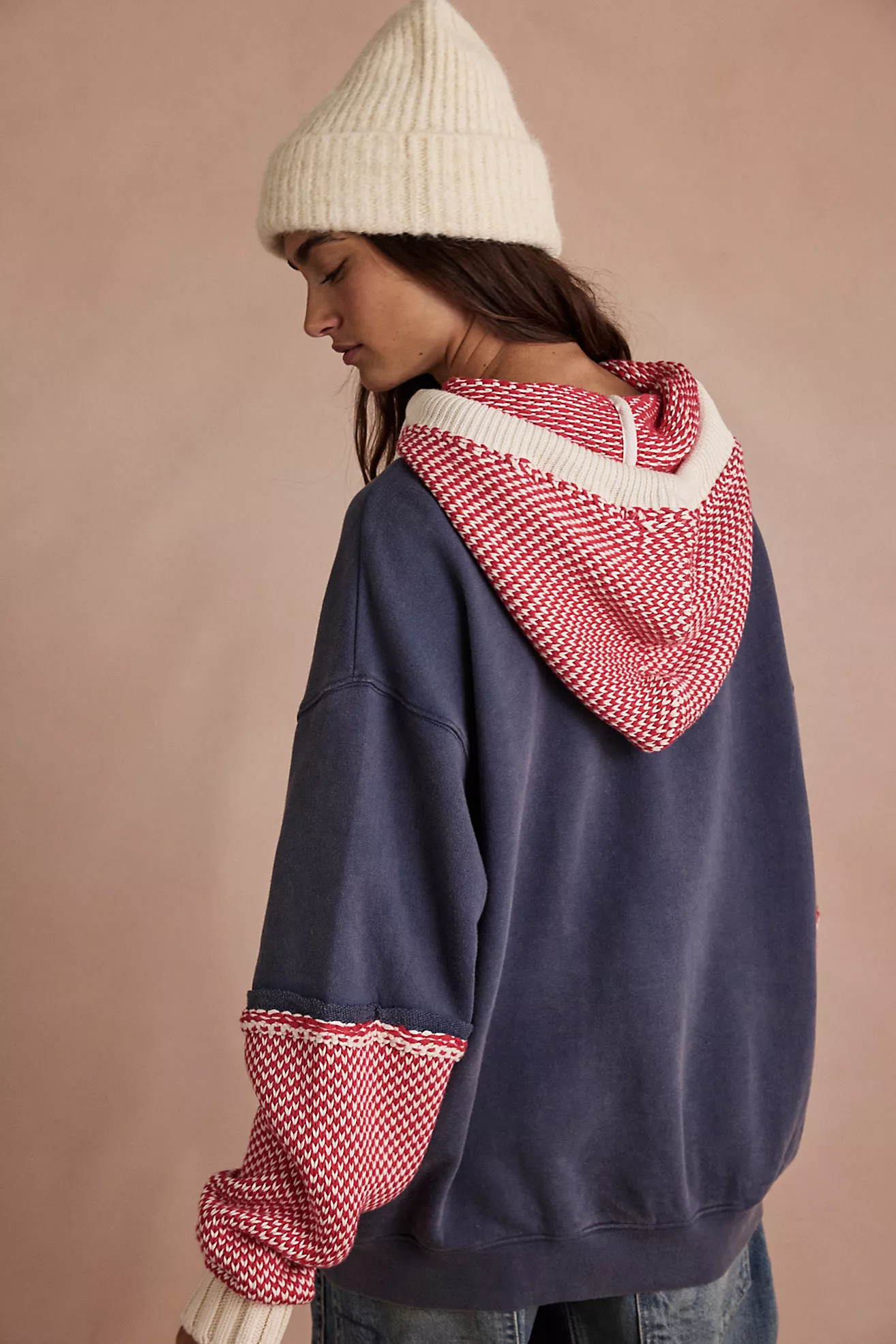 Free People Snug Bonnet Sweatshirt- Indigo