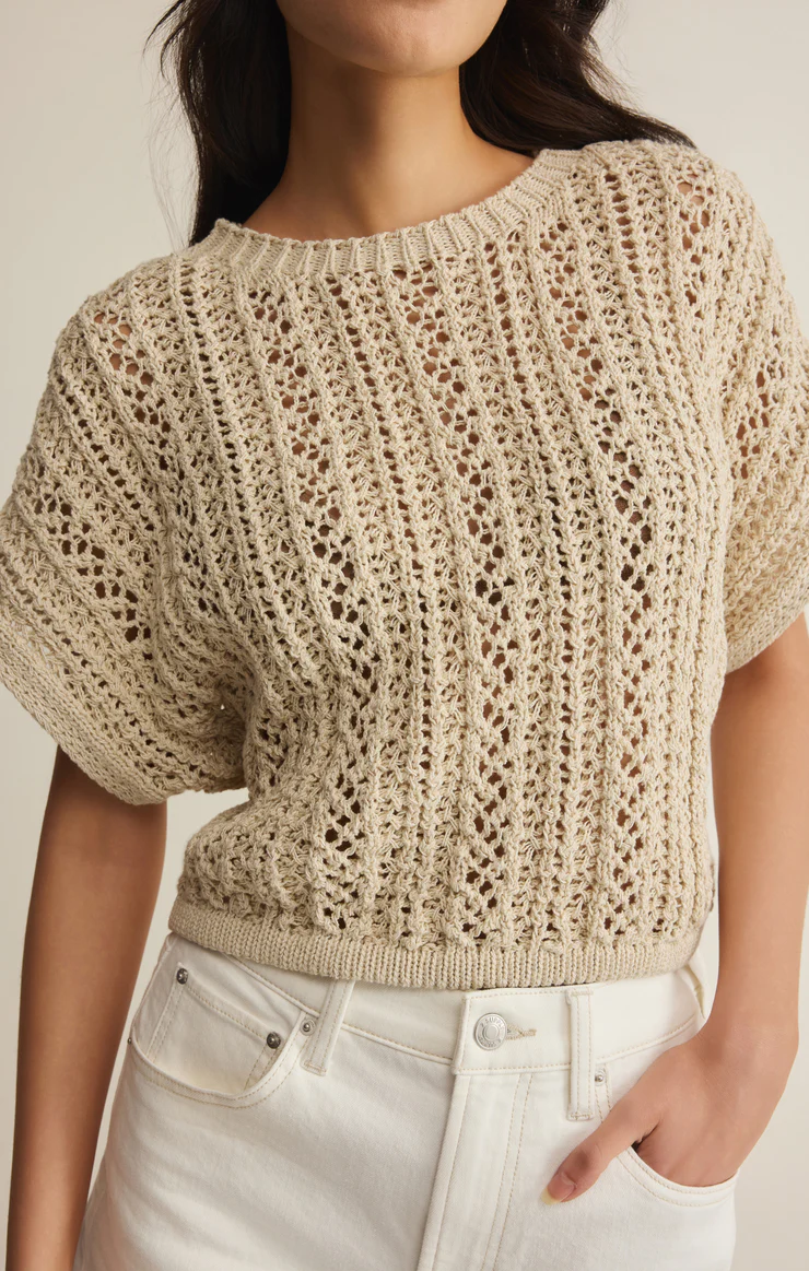 Z Supply Ballast Crochet Sweater Top- Natural