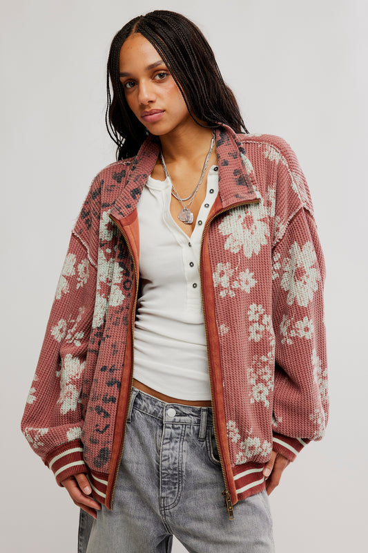 Free People Print Mix Cardi- Whisper Pink Combo