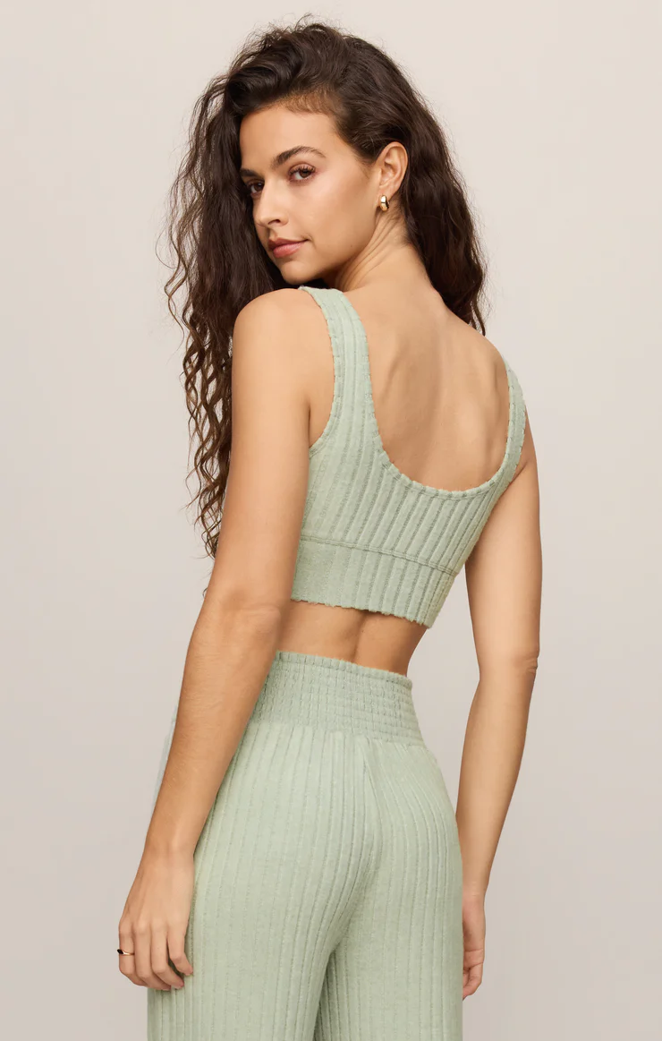 Z Supply Zoe Rib Bra Tank- Aqua Cloud