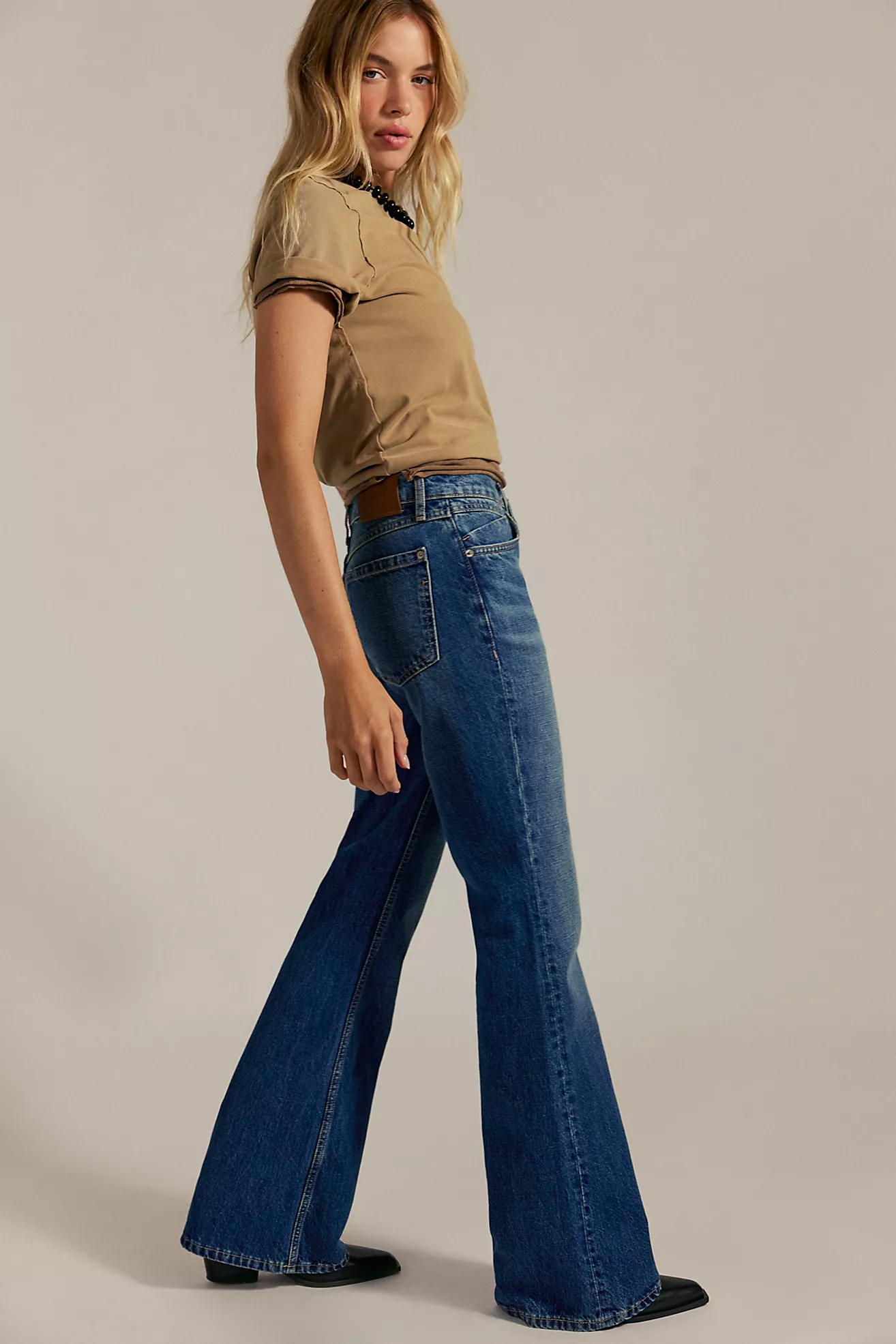 Free People West Coast Relaxed Flare Jean- Humble