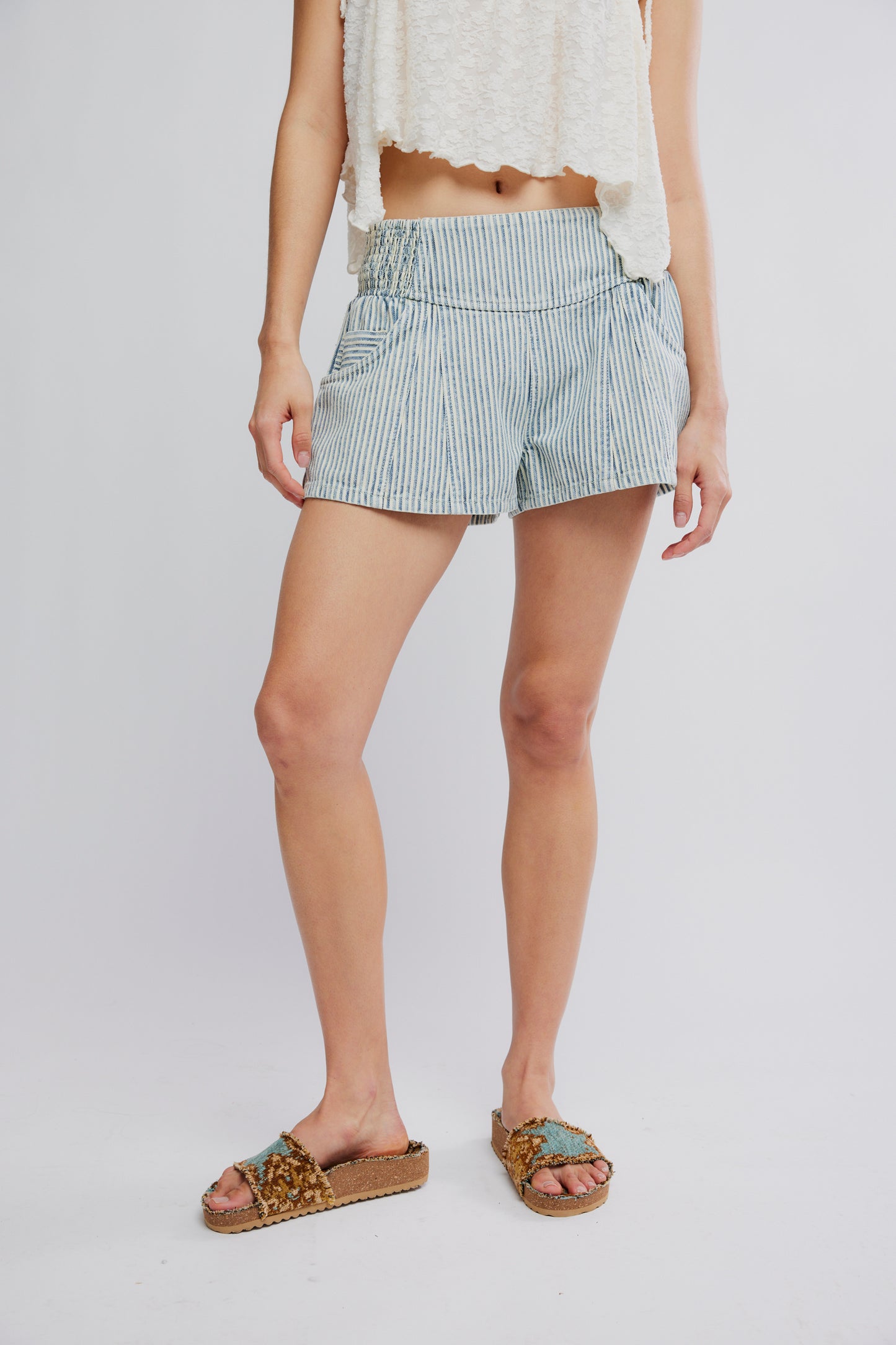 Free People Luna Railroad Pull-On Shorts- Horizon Stripe