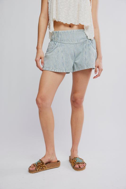 Free People Luna Railroad Pull-On Shorts- Horizon Stripe