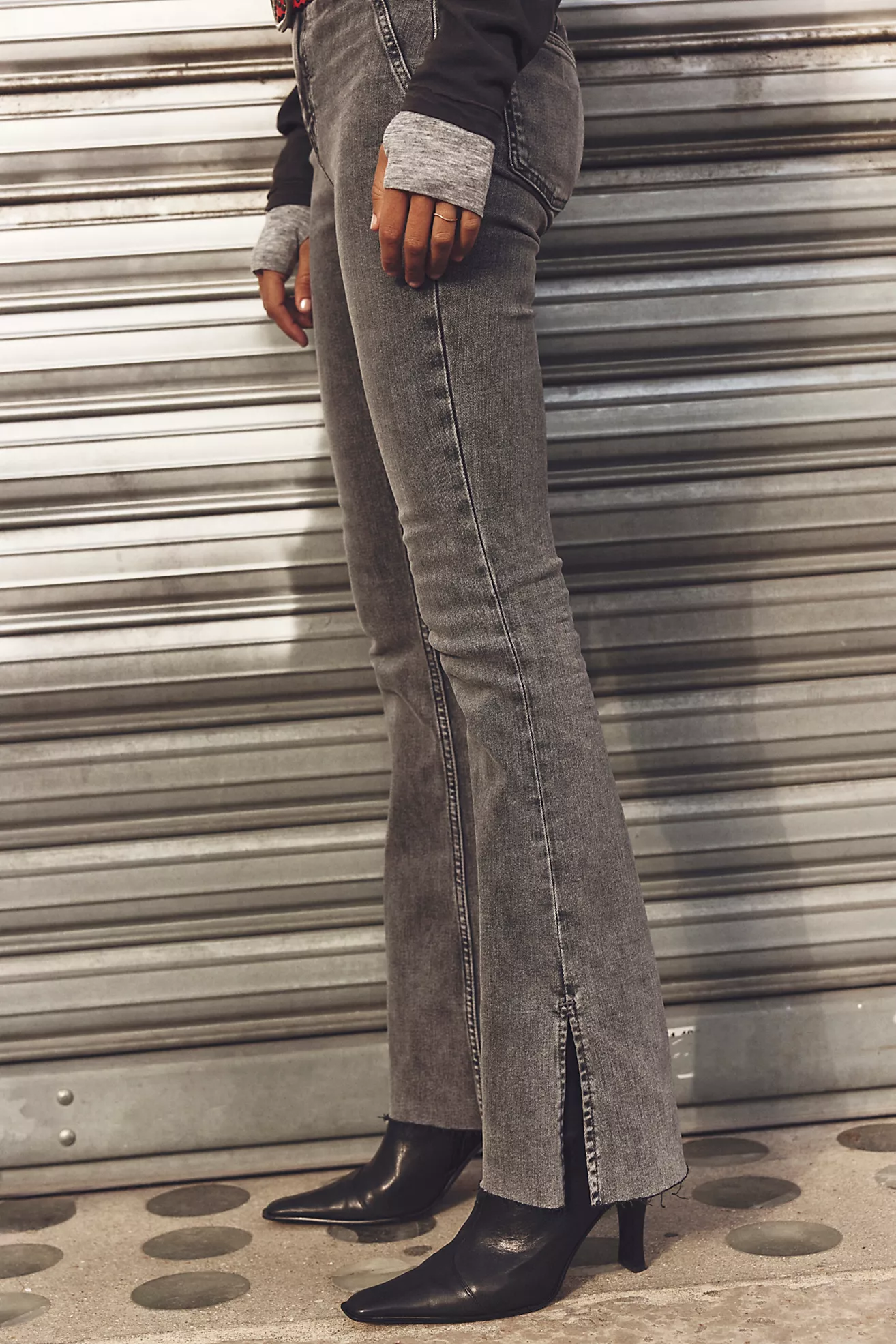 Free People Level Up Slit Bootcut- Ridge Grey