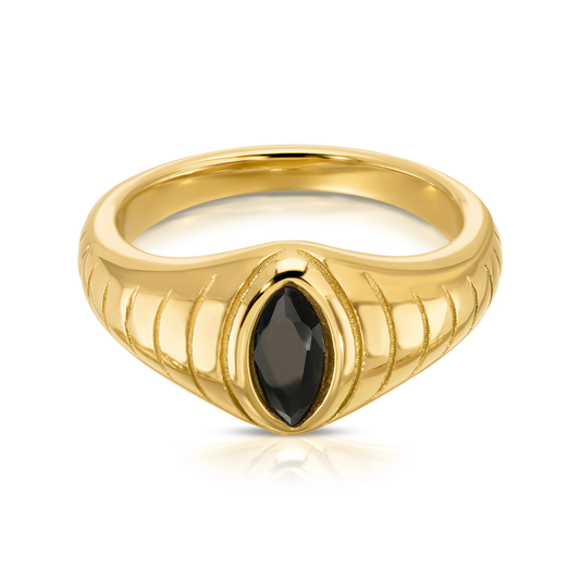 Jurate Raven Black Marquise Simulated Diamond Ring