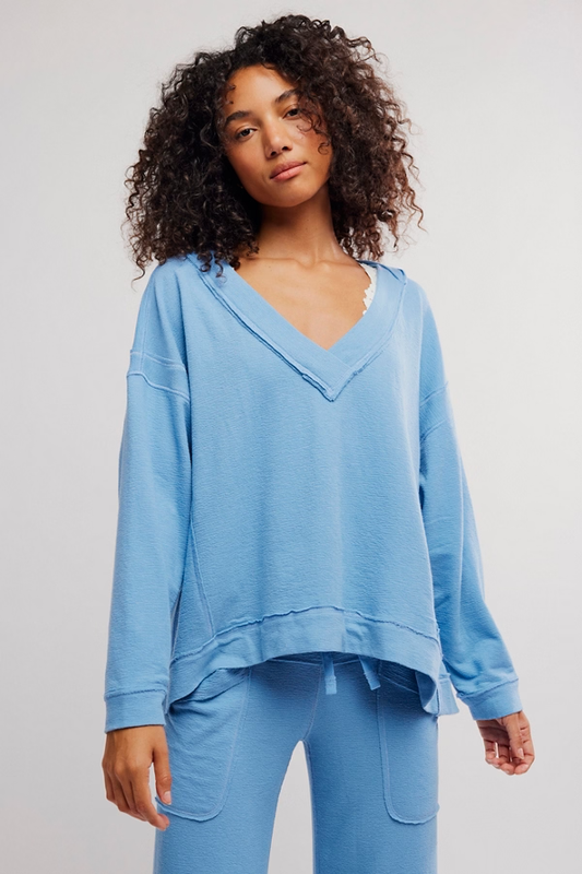 Free People Staycation Pullover-Blissful Blue