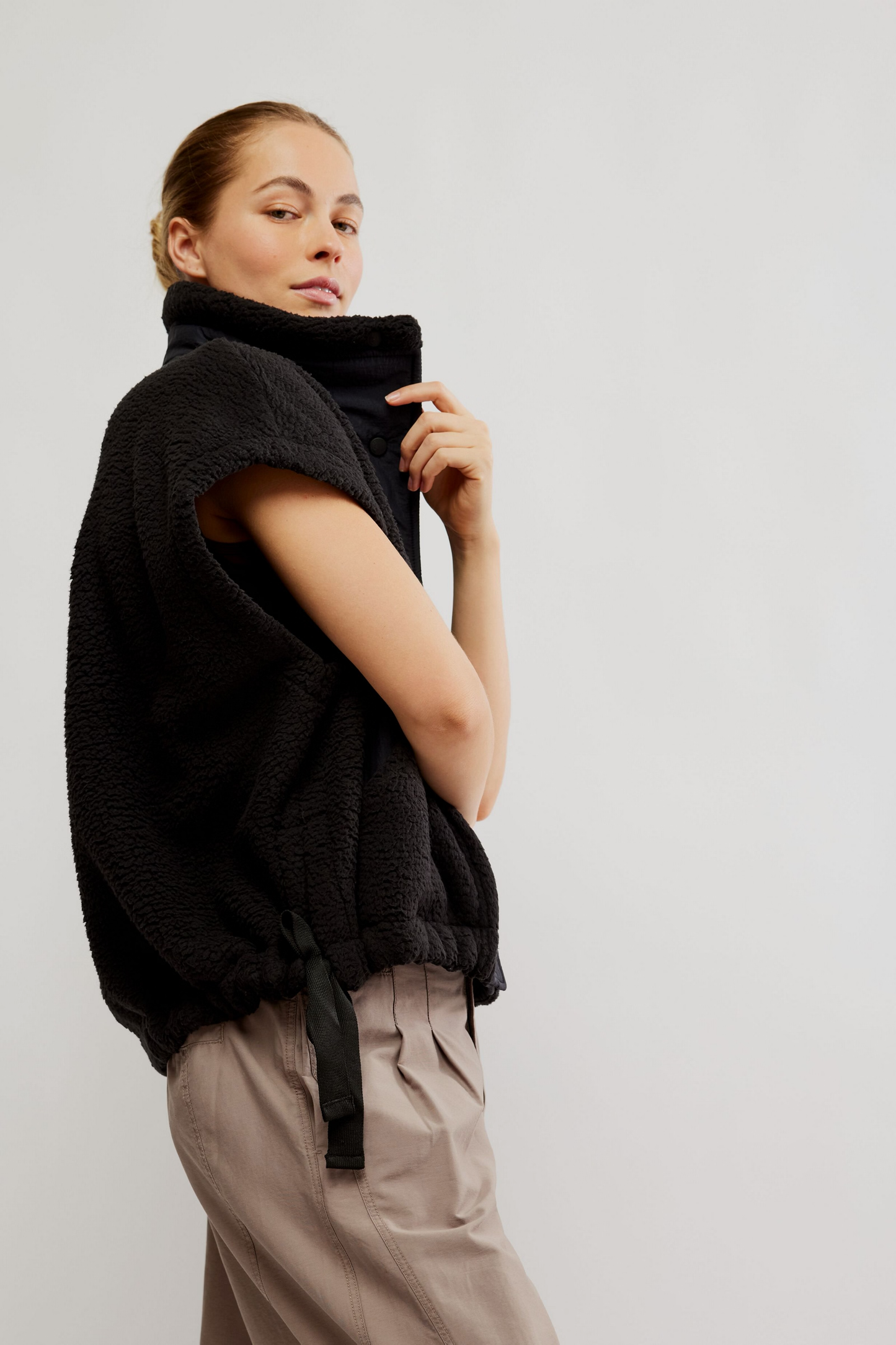 Free People Scout It Out Fleece Vest- Black