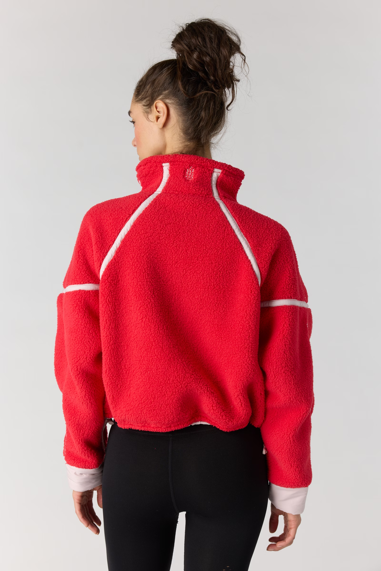 Free People Mountain High Half-Zip Fleece- Candy Apple With Pearl