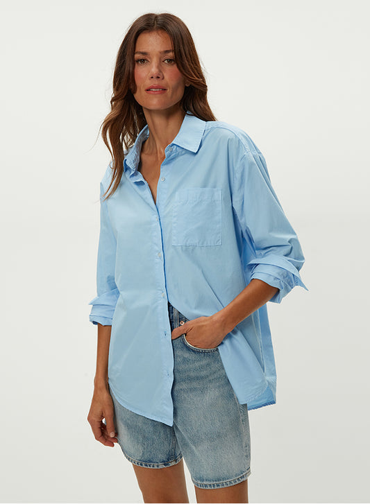 Michael Stars Carson Button Down Shirt- Sky