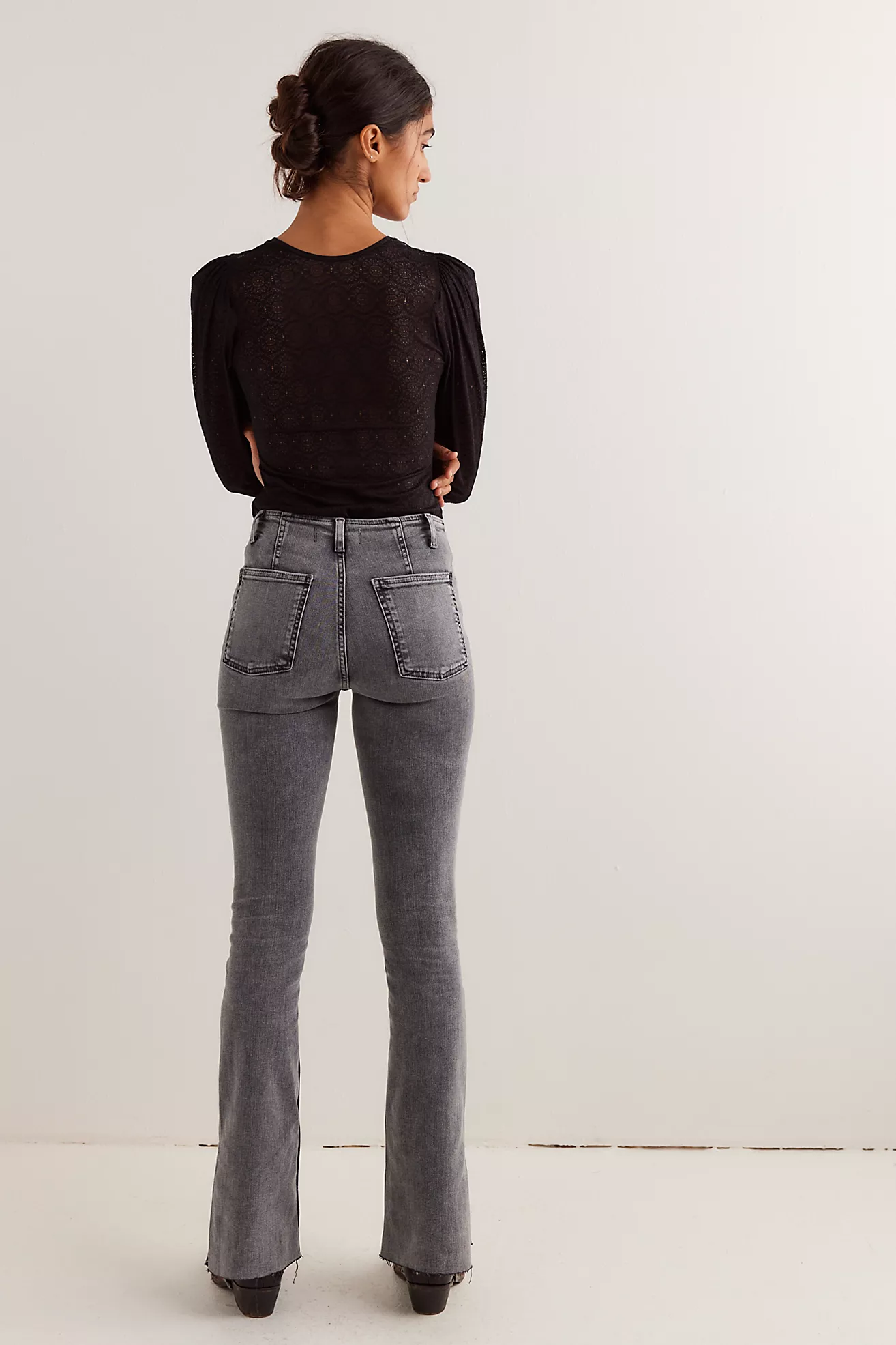 Free People Level Up Slit Bootcut- Ridge Grey