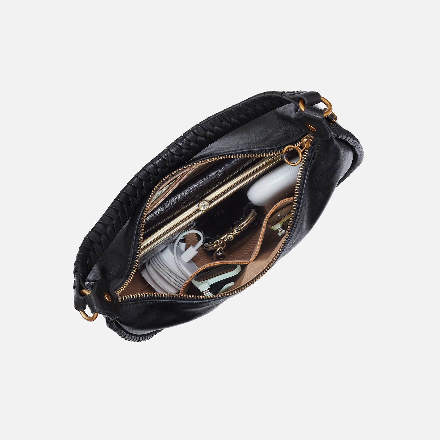 HOBO Mia Crescent HOBO in Smooth Leather- Black