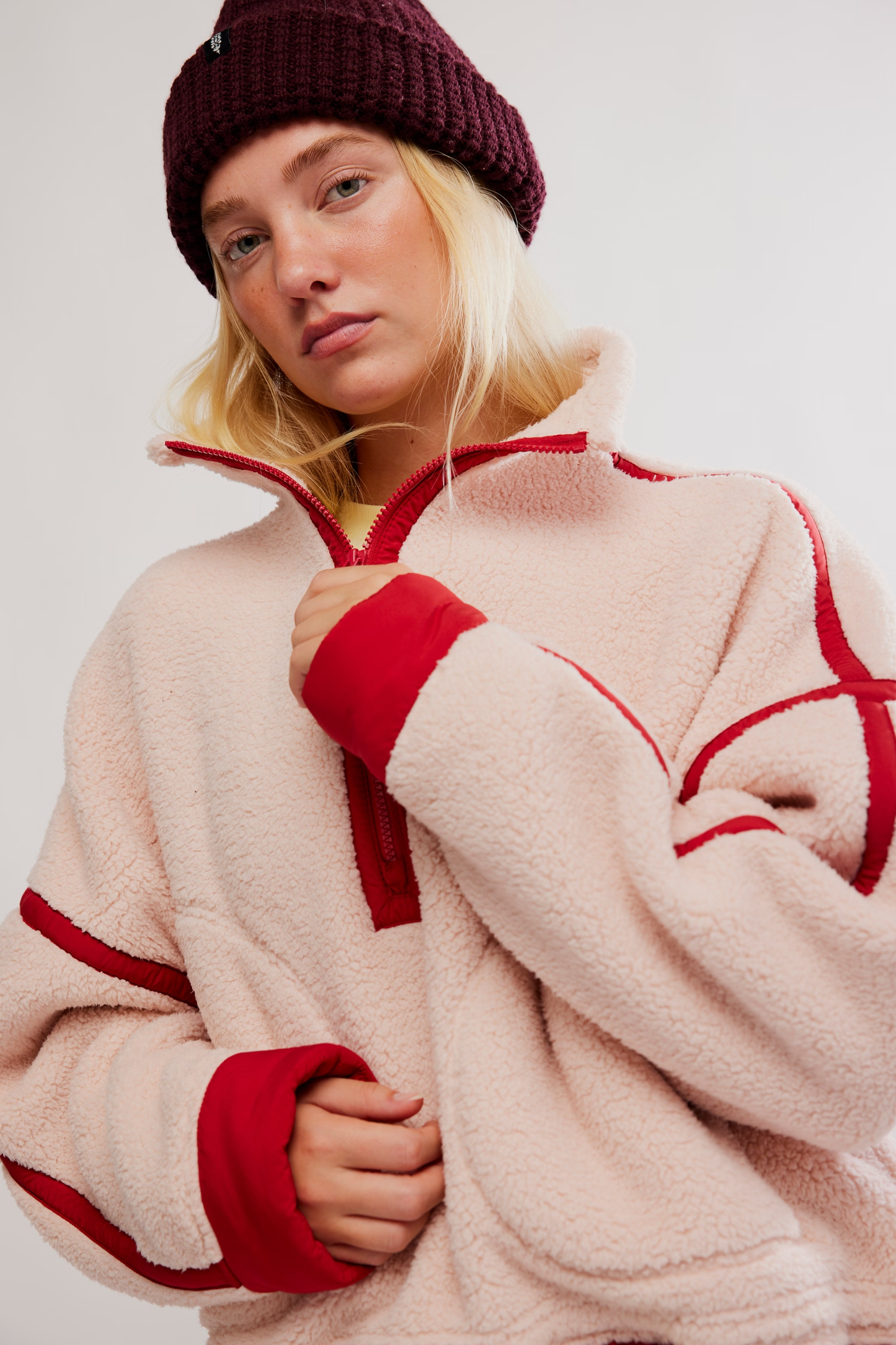 Free People Mountain High 1/2 Zip- Ballet Slipper Combo