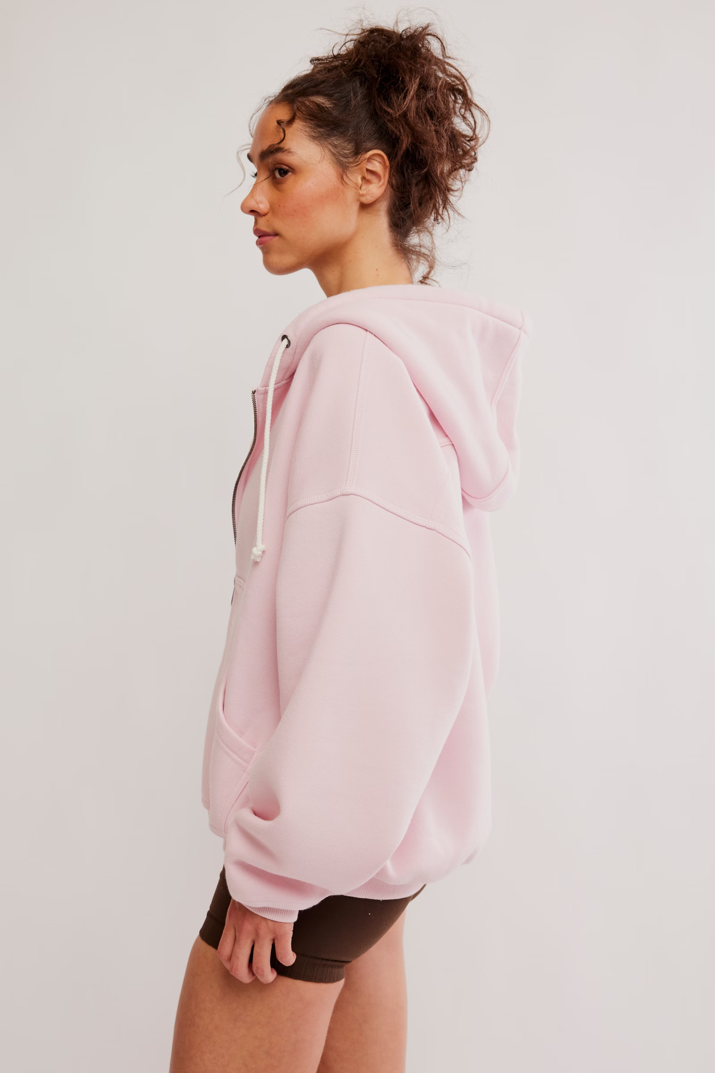 Free People Final Call Zip-Up Hoodie- Pinky Fuchsia