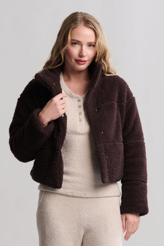 Barefoot Dreams Brushed CrozyChic Puffer Jacket- Umber
