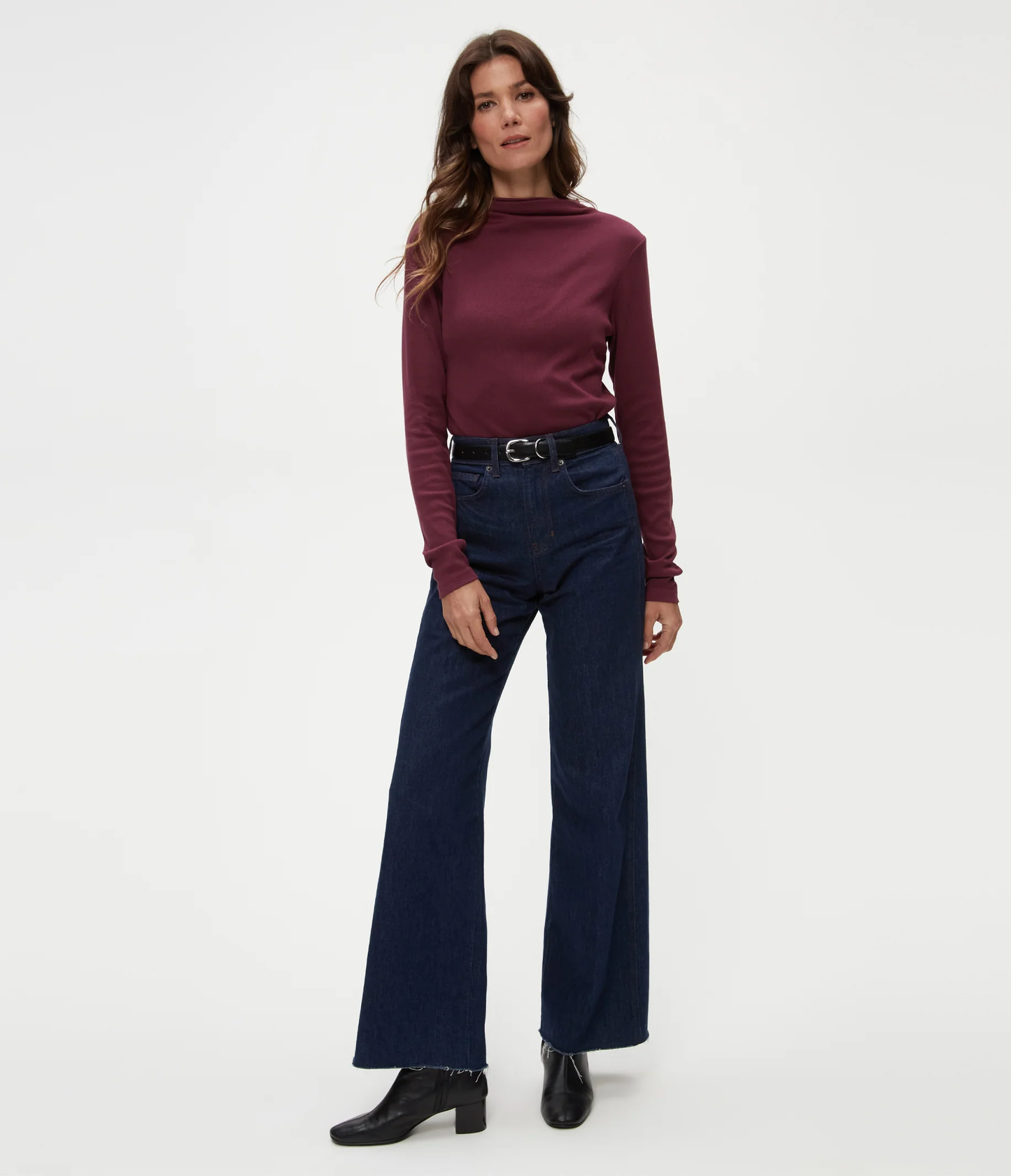 Michael Stars Janine Mock Neck Top- Beetroot