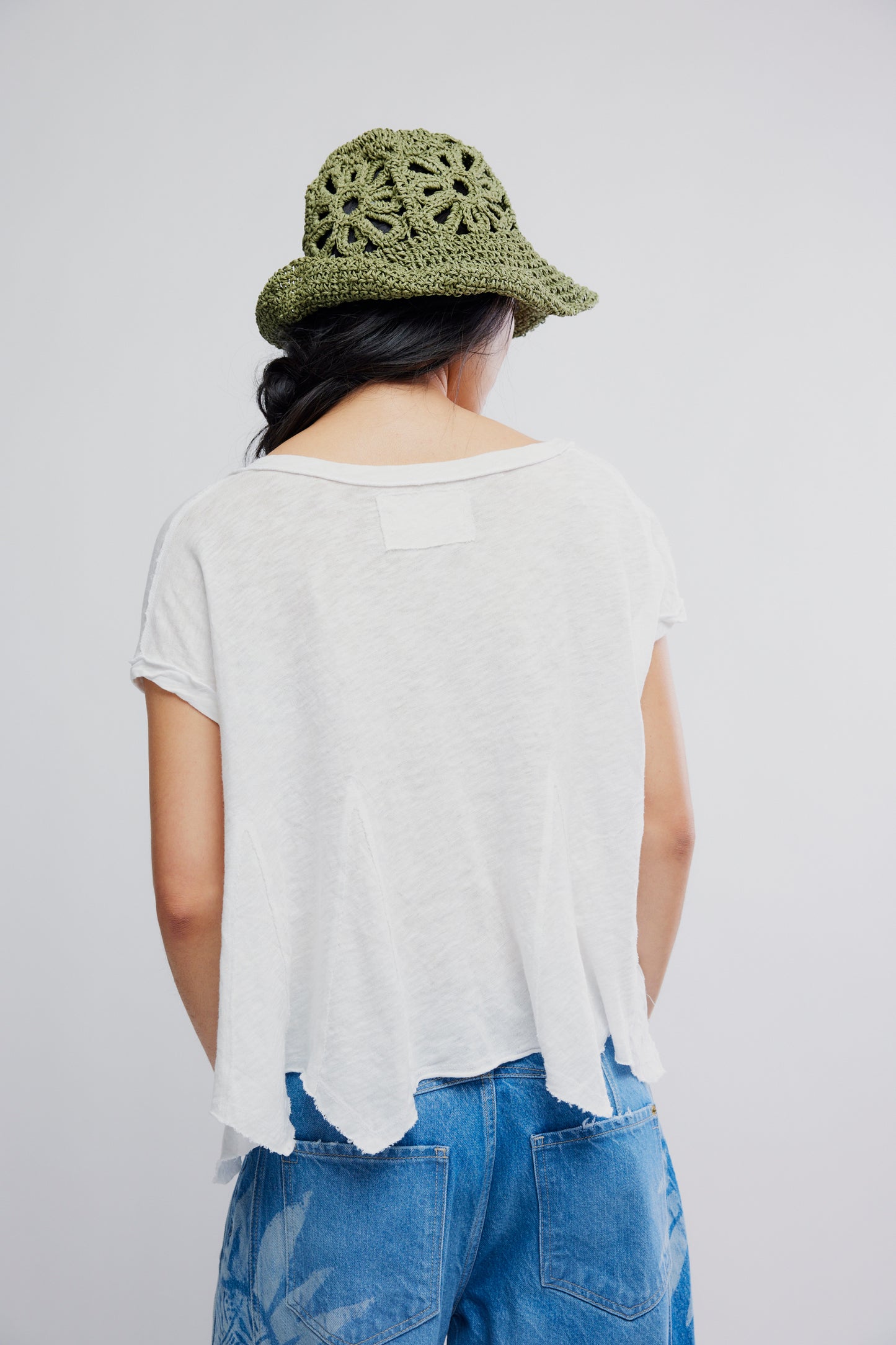 Free People Swing Along With me Cotton-Linen Tee- Clean Ivory