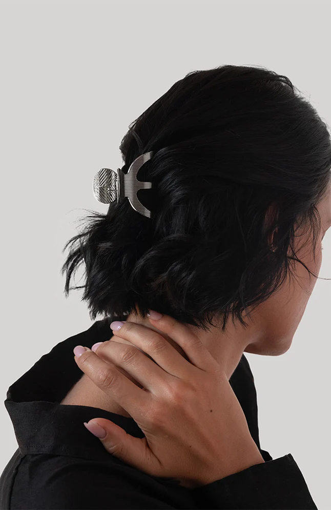 Clamp Jaw Metal Hair Clip- Silver