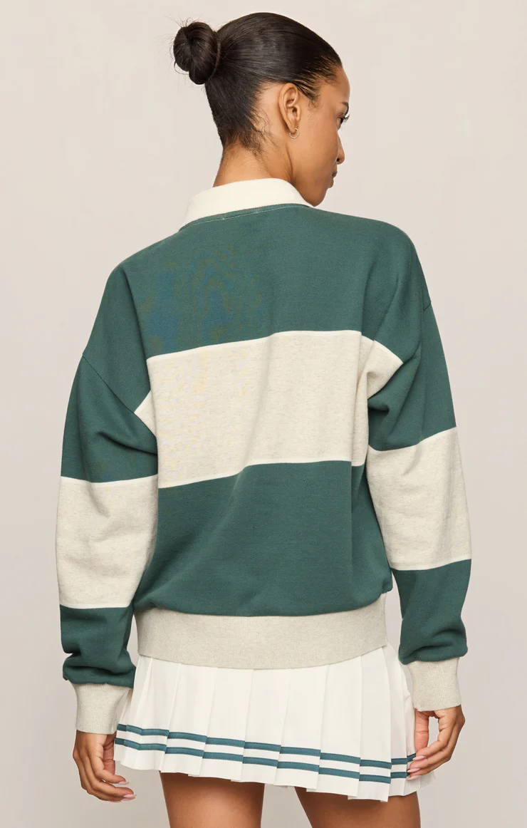 Z Supply Study Break Polo Sweatshirt-Feather Grey
