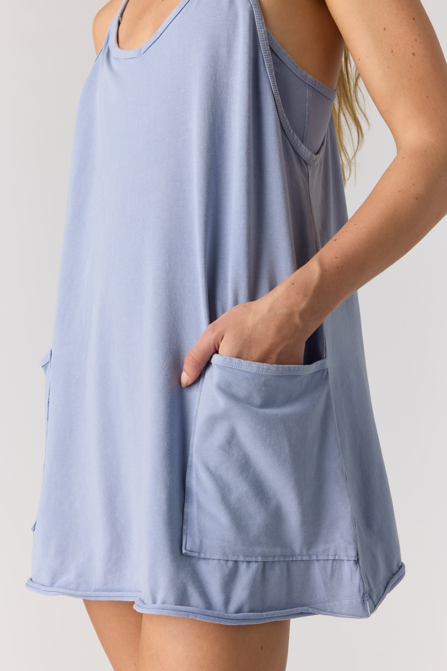Free People Hot Shot. Mini Dress- Blue Ash