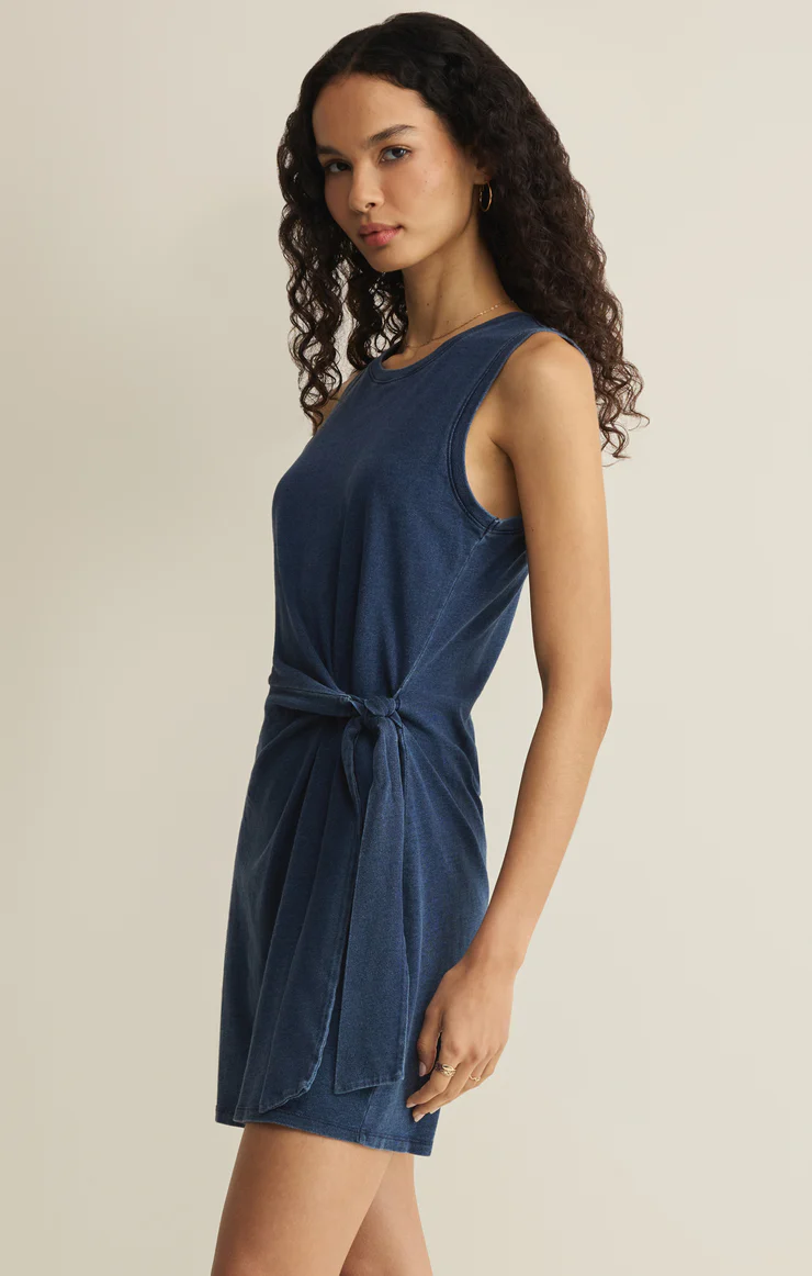 Z Supply Marrie Jersey Denim Midi Dress- Indigo