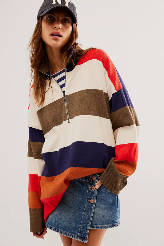 Free People Coastal Stripe Pullover- Set Sail Combo