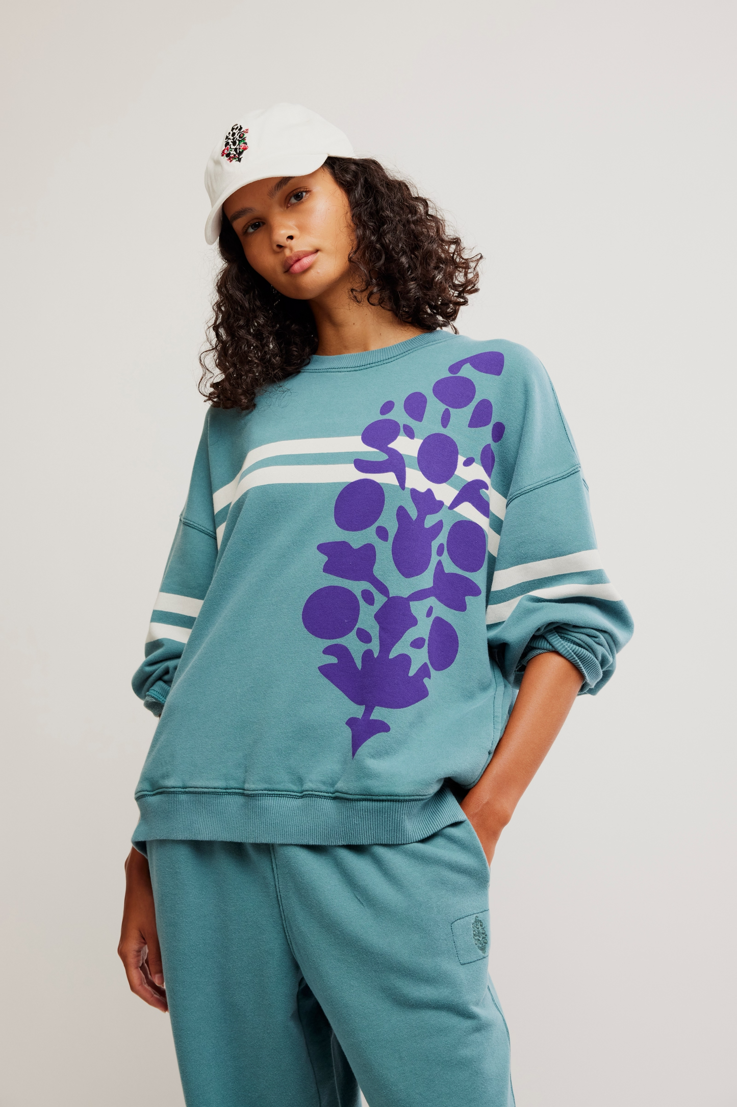 Free People All Star Pullover- Midnight Jade Logo