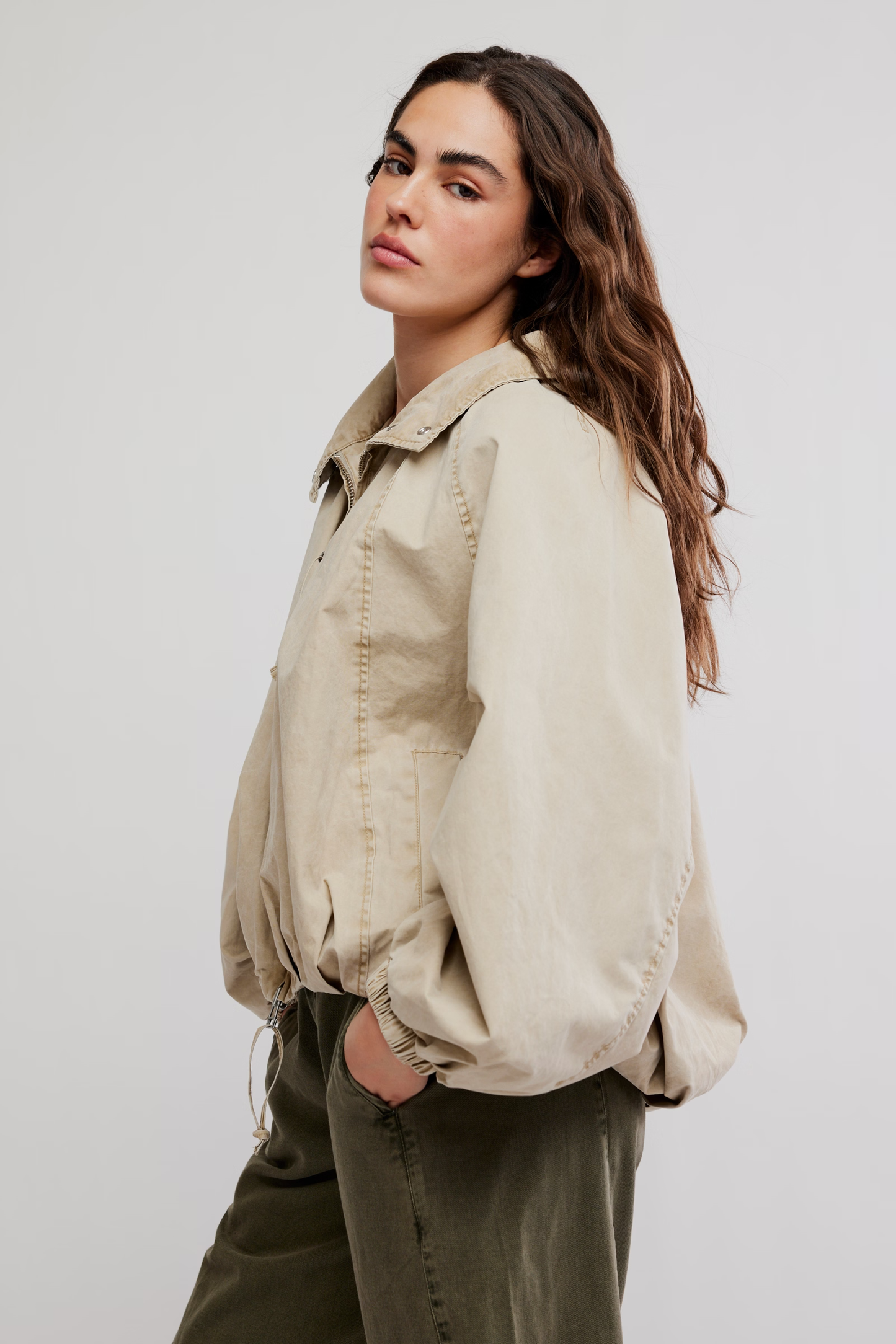 Chelsea Funnel-Neck Jacket- Oatmeal