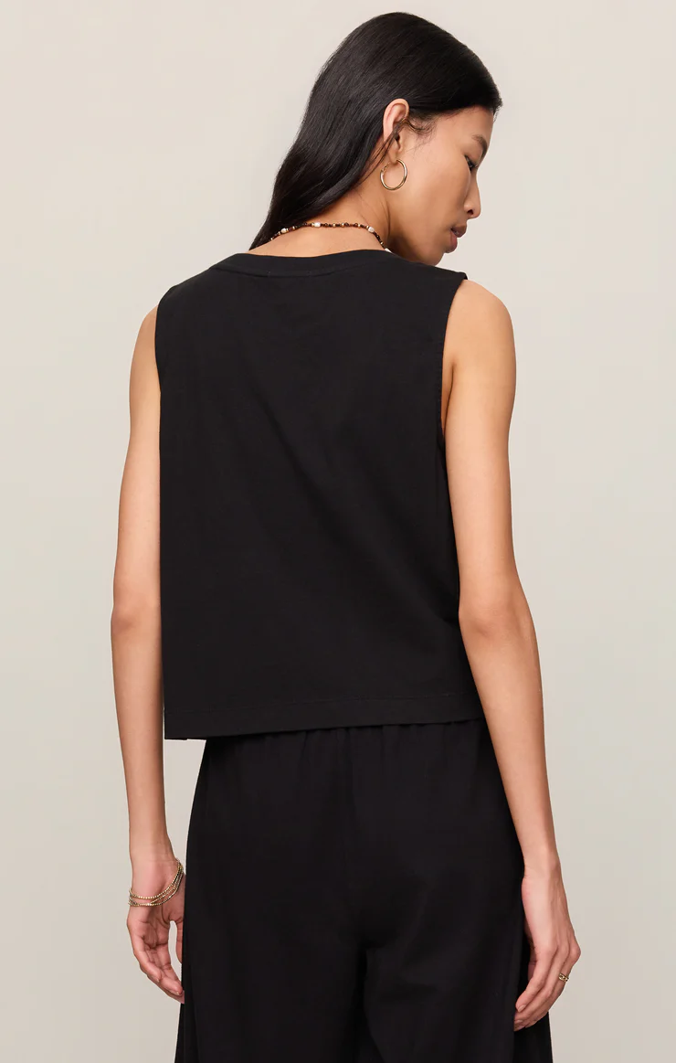 Z Supply Sloane V-Neck Cotton Jersey Tank- True Black