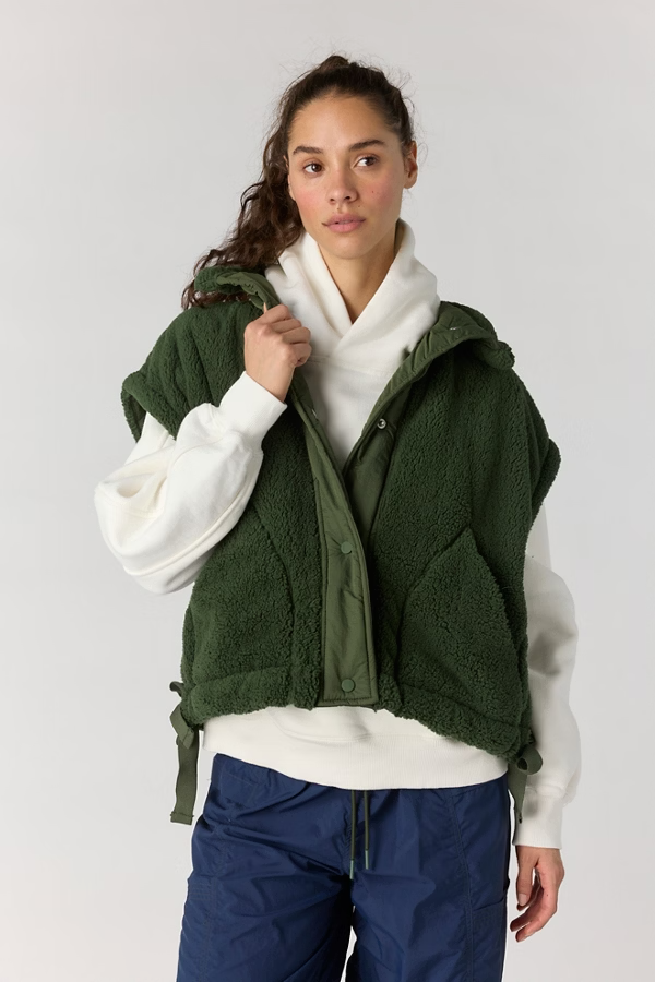 Free People Scout It Out Fleece Vest- Ivy