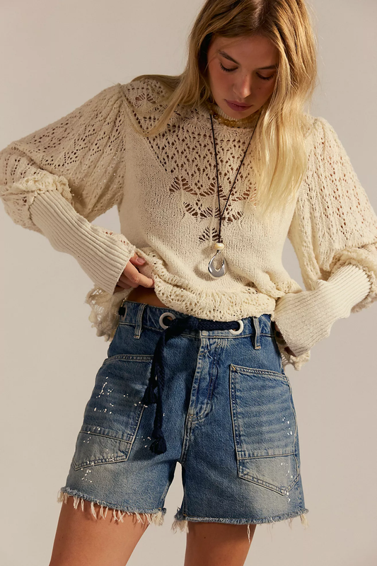 Free People Moxie Shorts- Timeless Blue