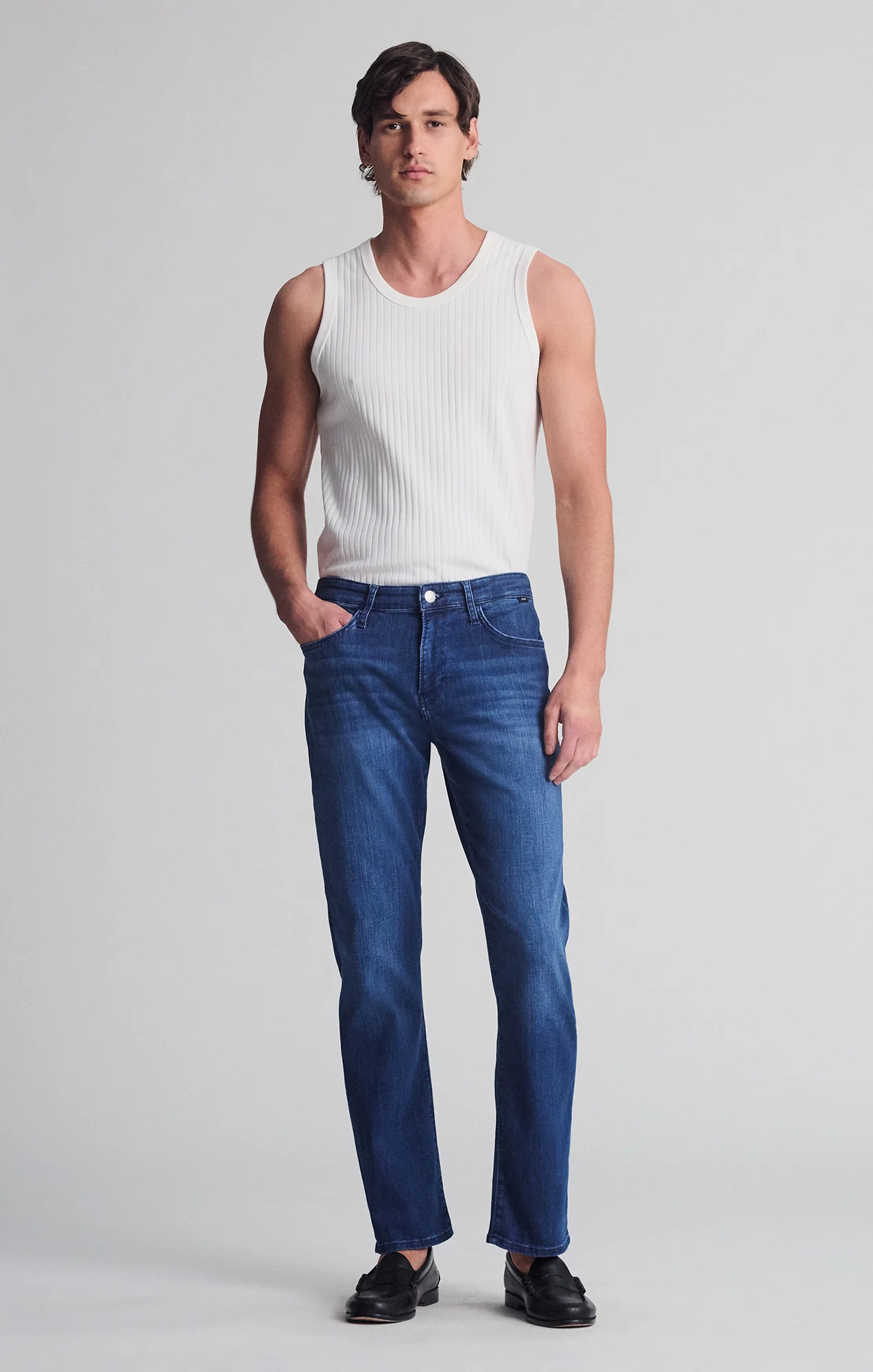 Mavi Mens Matt Relaxed Straight Leg Jeans- Feather Blue