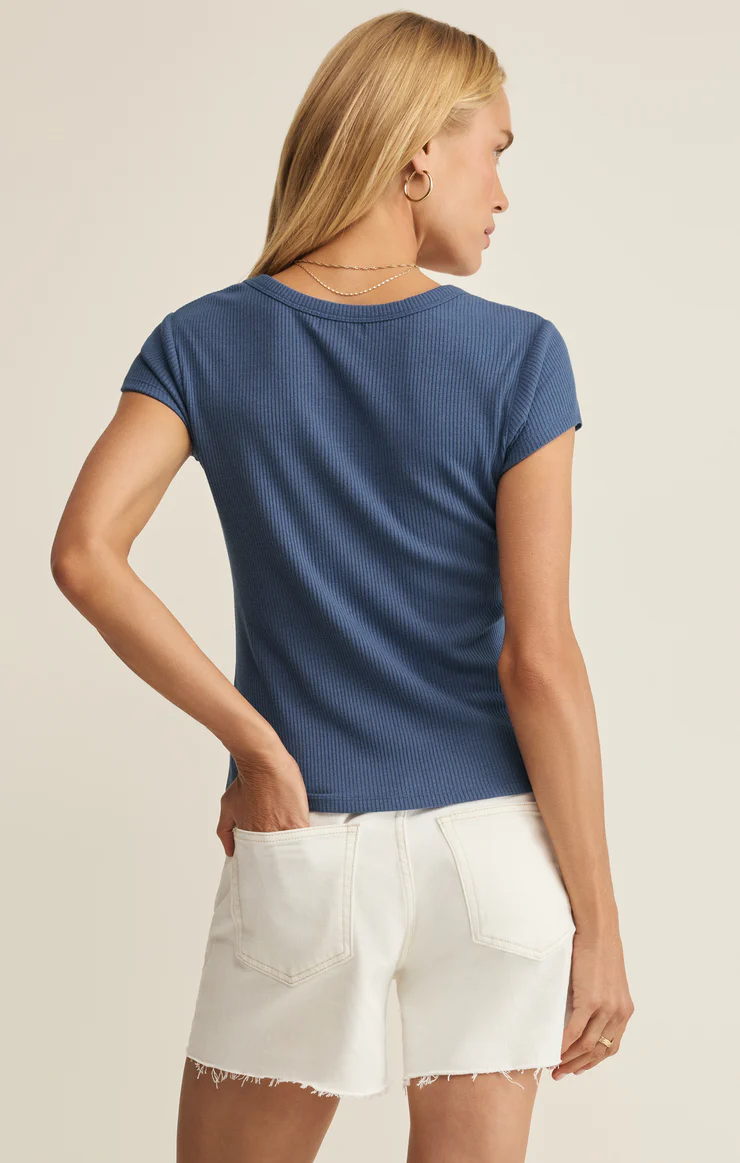 Z Supply Leisurely Scoop Neck Tee- Navy