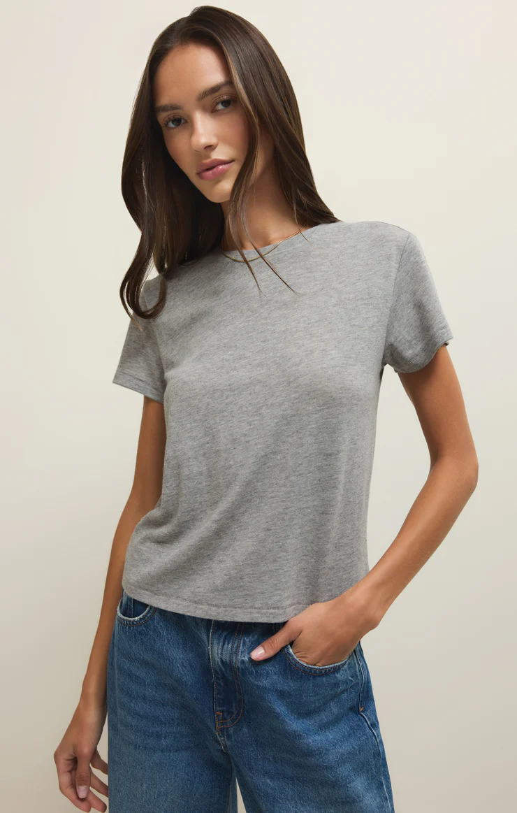 Z Supply Tourist Knit Jersey Tee- Heather Grey