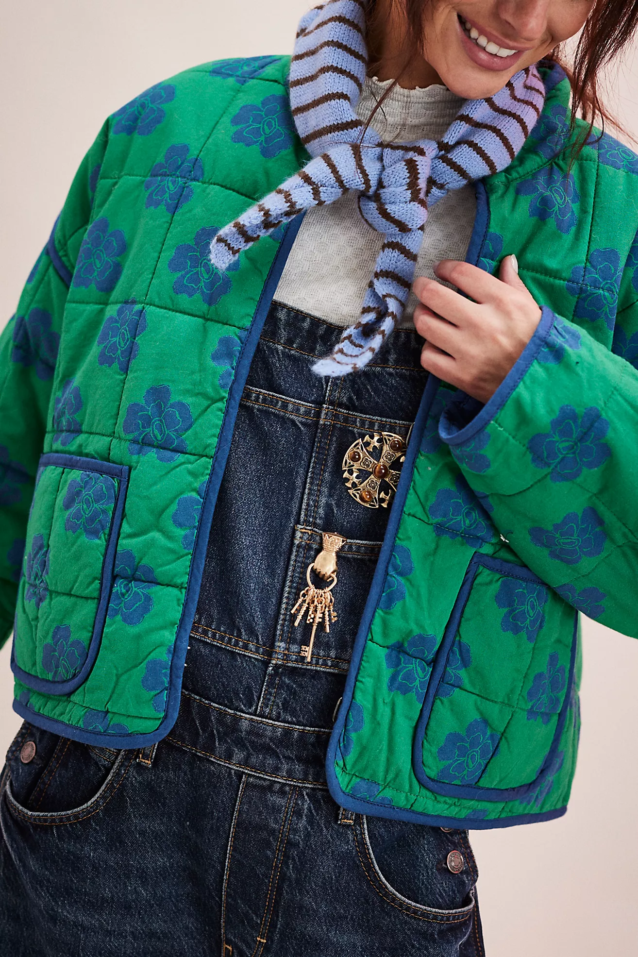 Free People Chloe Jacket- Grass Combo