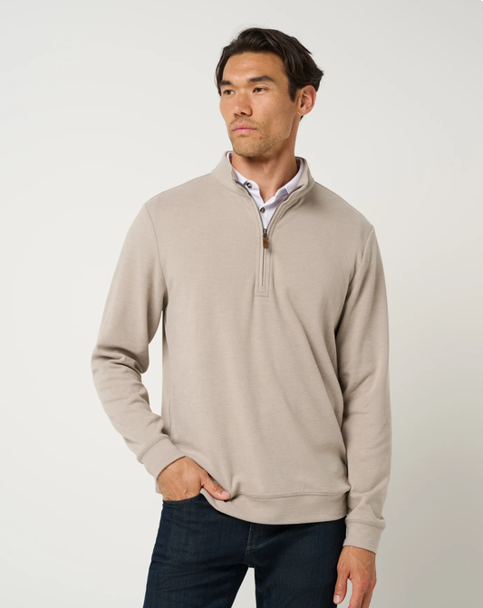 Travis Mathew Cloud Sweater Quarter Zip- Heather Roasted Cash