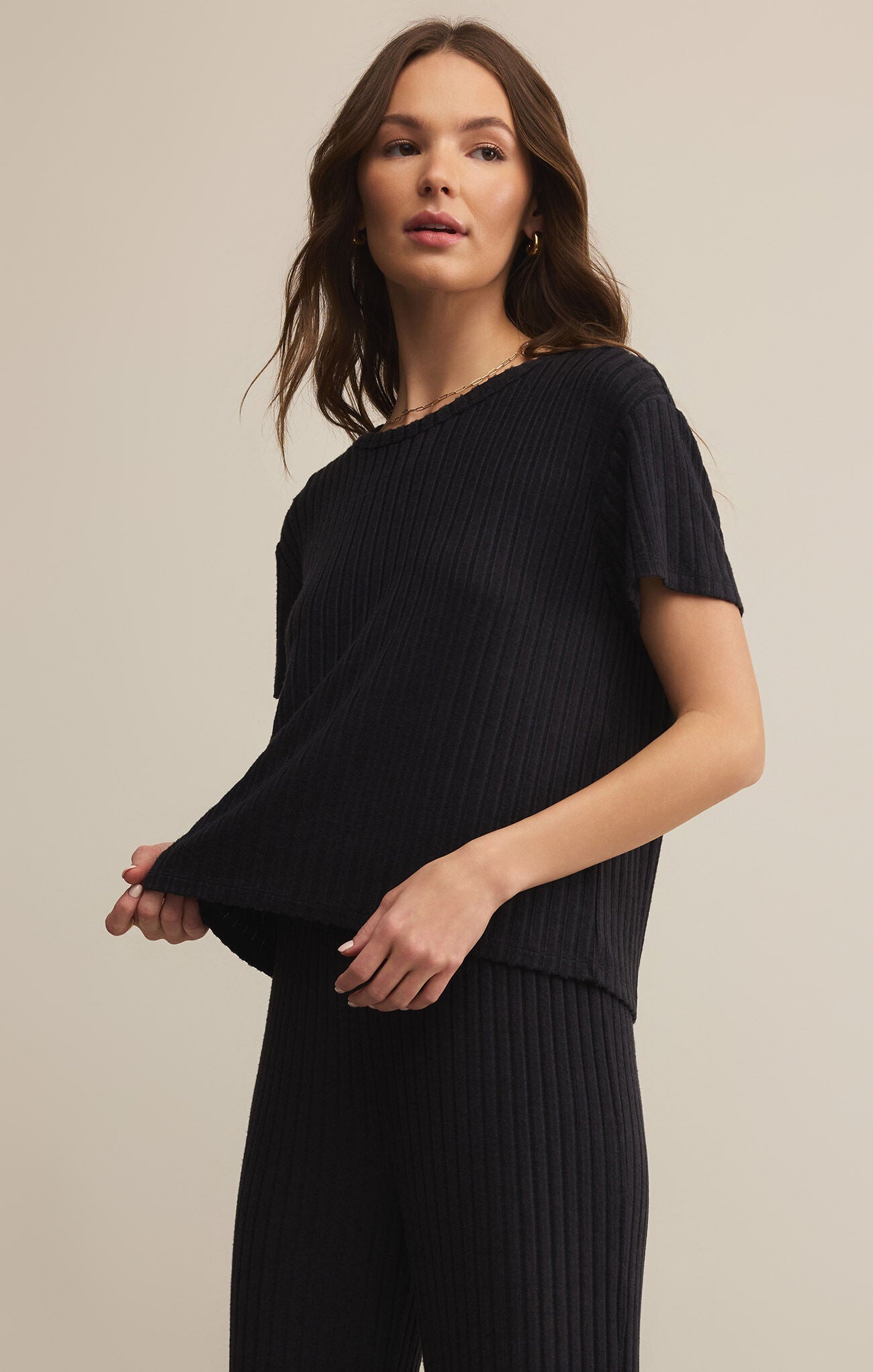 Z Supply Kara Rib tee- Black Sand