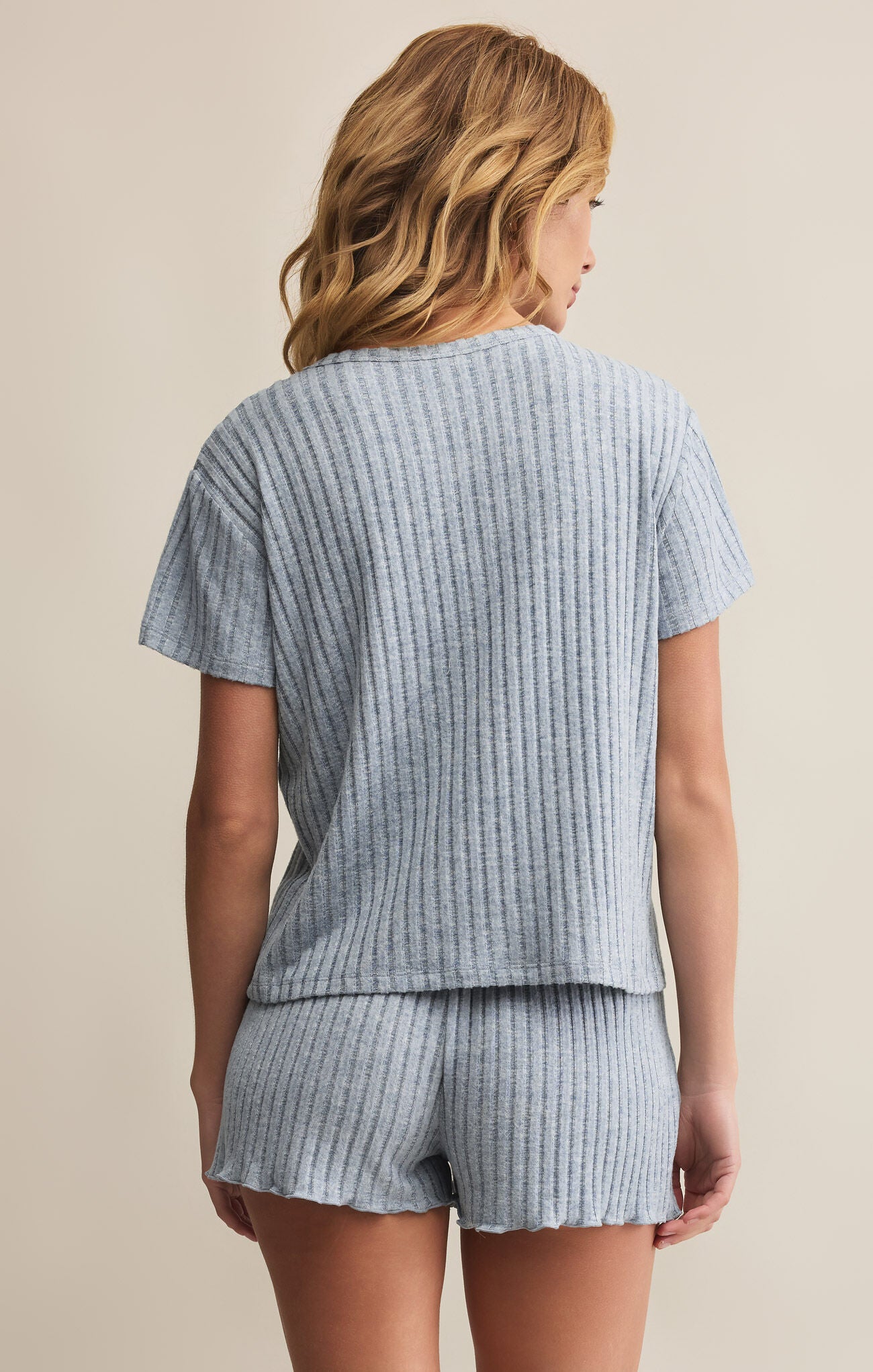 Z Supply Kara Rib tee- Light Denim