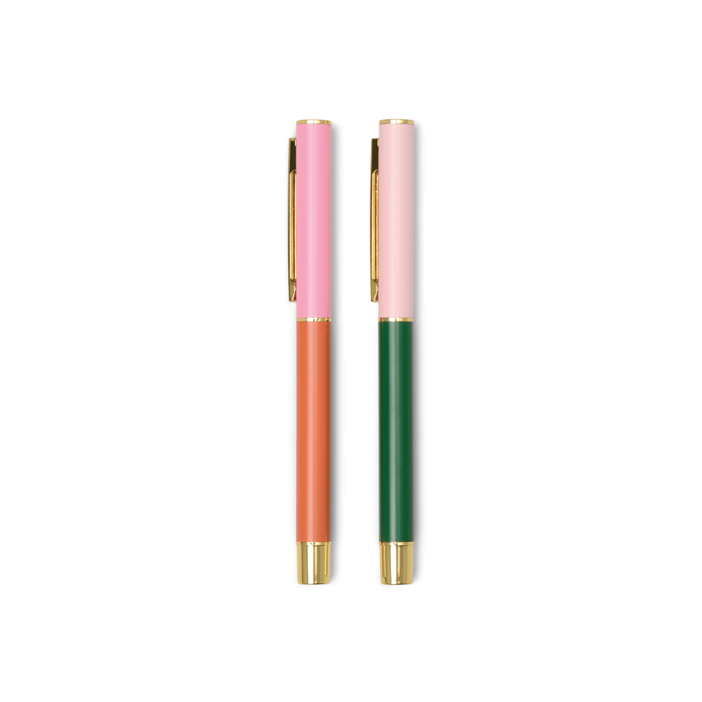 Color Block Pens- Set or 2 Orange & Emerald